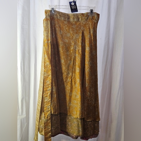 EARTHBOUND Dresses & Skirts - #180 EARTHBOUND Gold and Brown Silk Maxi Skirt